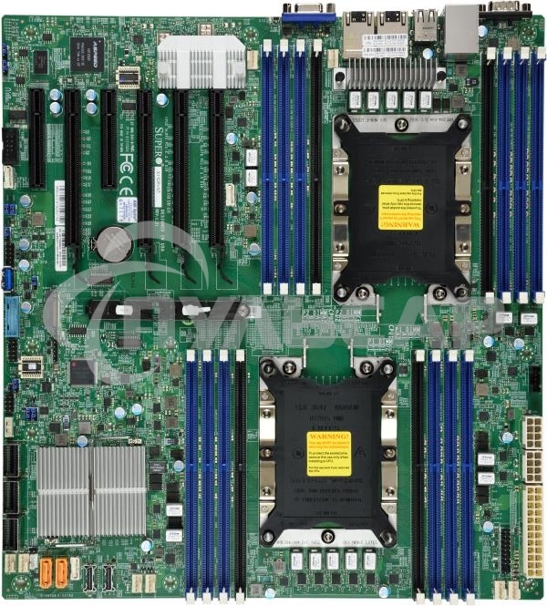 Материнская плата серверная Supermicro MBD-X11DPI-NT-B, LGA 3647, Intel C622, 16xDDR4 ECC/non-ECC, 1xM.2 PCIe 3.0 x4, 6xPCI-E 3.0 x16, 2x10Gb LAN, 4xUSB-A 3.2 Gen1, 2xUSB 2.0, 1xVGA, 1xDB9, E-ATX