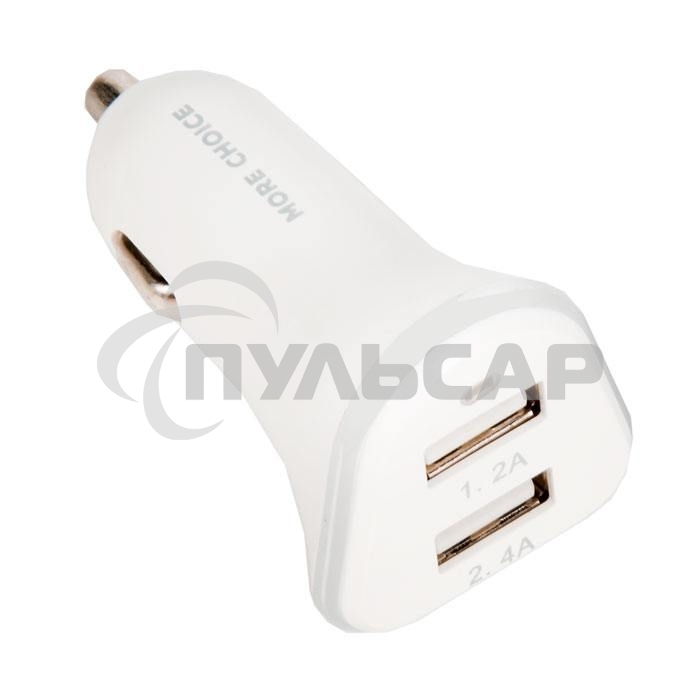 Автомобильная зарядка (от прикуривателя) 2USB 2.4A для micro USB More choice AC22m белый