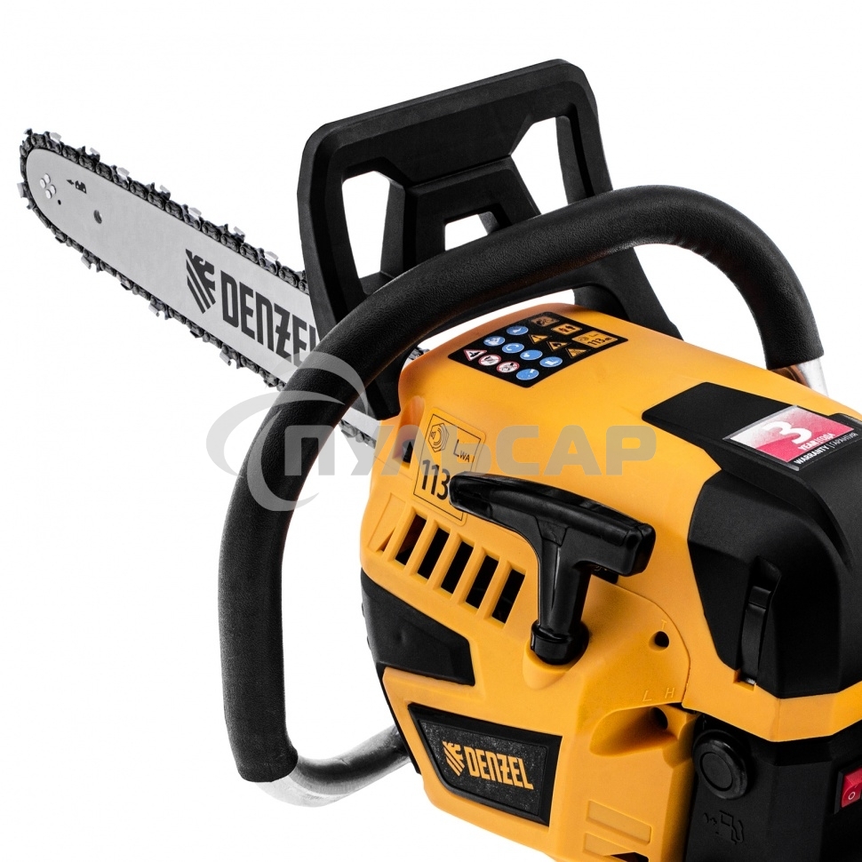 Пила цепная бензиновая DS-5218, шина 45 см, 52см3, 3 л.с., шаг 0,325, паз 1,5 мм, 72 зв Denzel