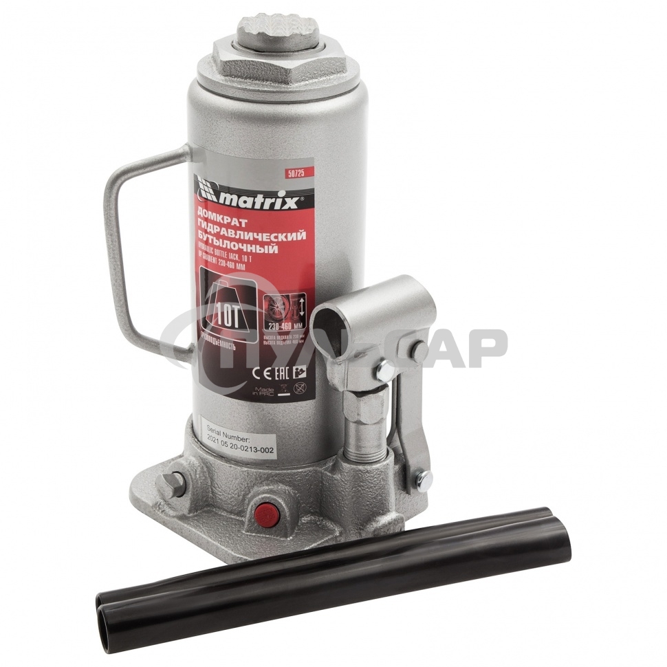 Домкрат Matrix гидравлический бутылочный 10 т h подъема 230–460мм master