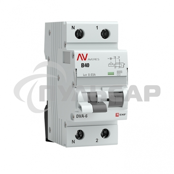 Выключатель автоматический дифференциального тока (C) Averes DVA-6 1P+N 40А/30мА тип АС 6кА