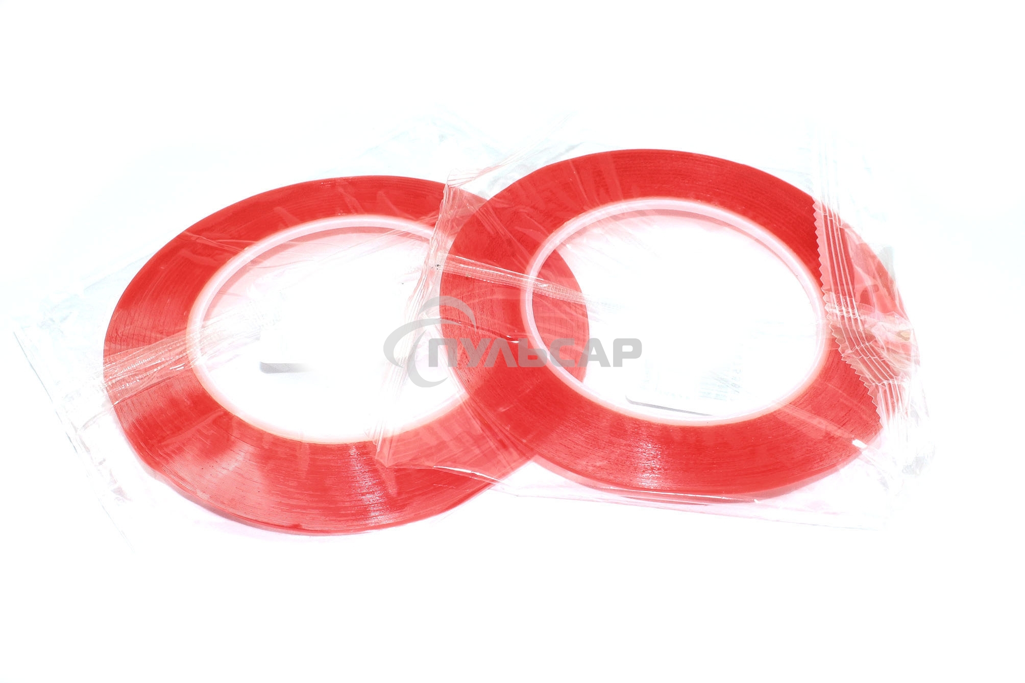 Скотч двусторонний прозрачный 3M с красной защитной лентой ширина 2мм 25м 2 шт