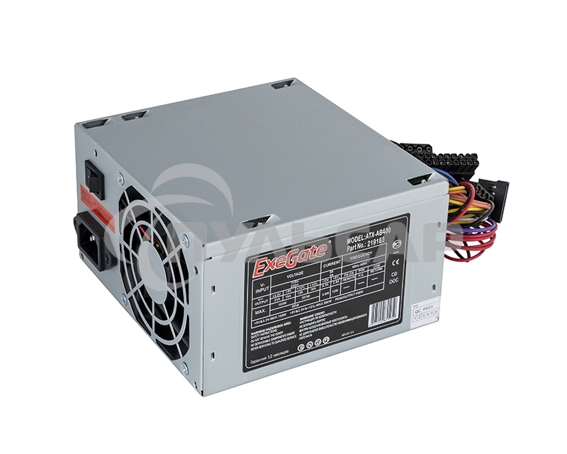 Блок питания ExeGate AB400 (EX219183RUS), 400Вт, 80мм, серый