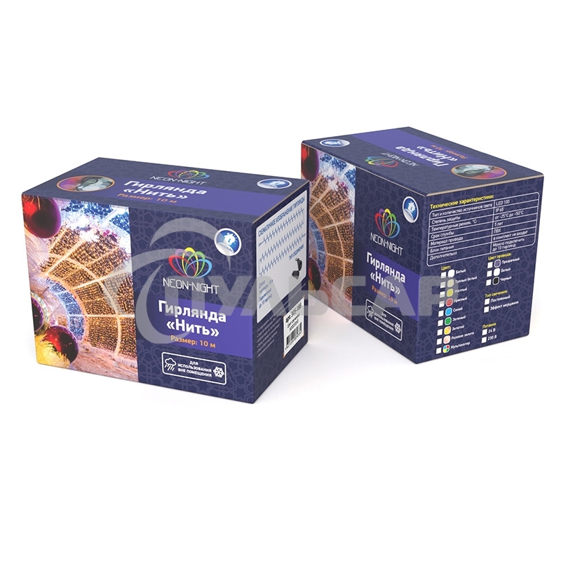 Гирлянда Neon-night Нить 10м, постоянное свечение, прозрачный ПВХ, 230В, цвет: Мультиколор