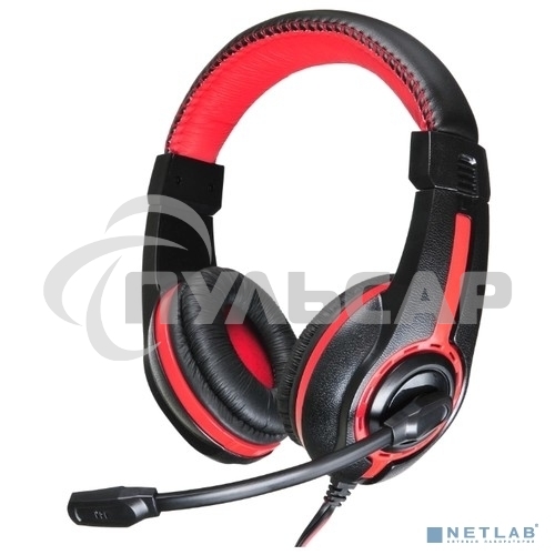 Наушники с микрофоном Oklick HS-L200 черный/красный 2м мониторы оголовье (359484)