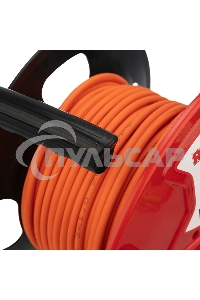 Удлинитель-шнур на катушке Rexant ПВС 3х1.0, 50 м, 4 гнезда, с/з, 10 А, 2200 Вт, IP20, оранжевый (Сделано в России)