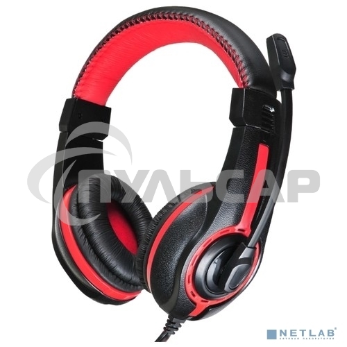 Наушники с микрофоном Oklick HS-L200 черный/красный 2м мониторы оголовье (359484)