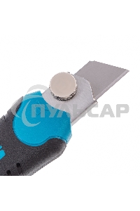 Нож 170 мм, обрезин. ABS - корпус, выдв.сегм.лезвие 18 мм (SK-5), метал. напр-щая, 5 лезвий Gross