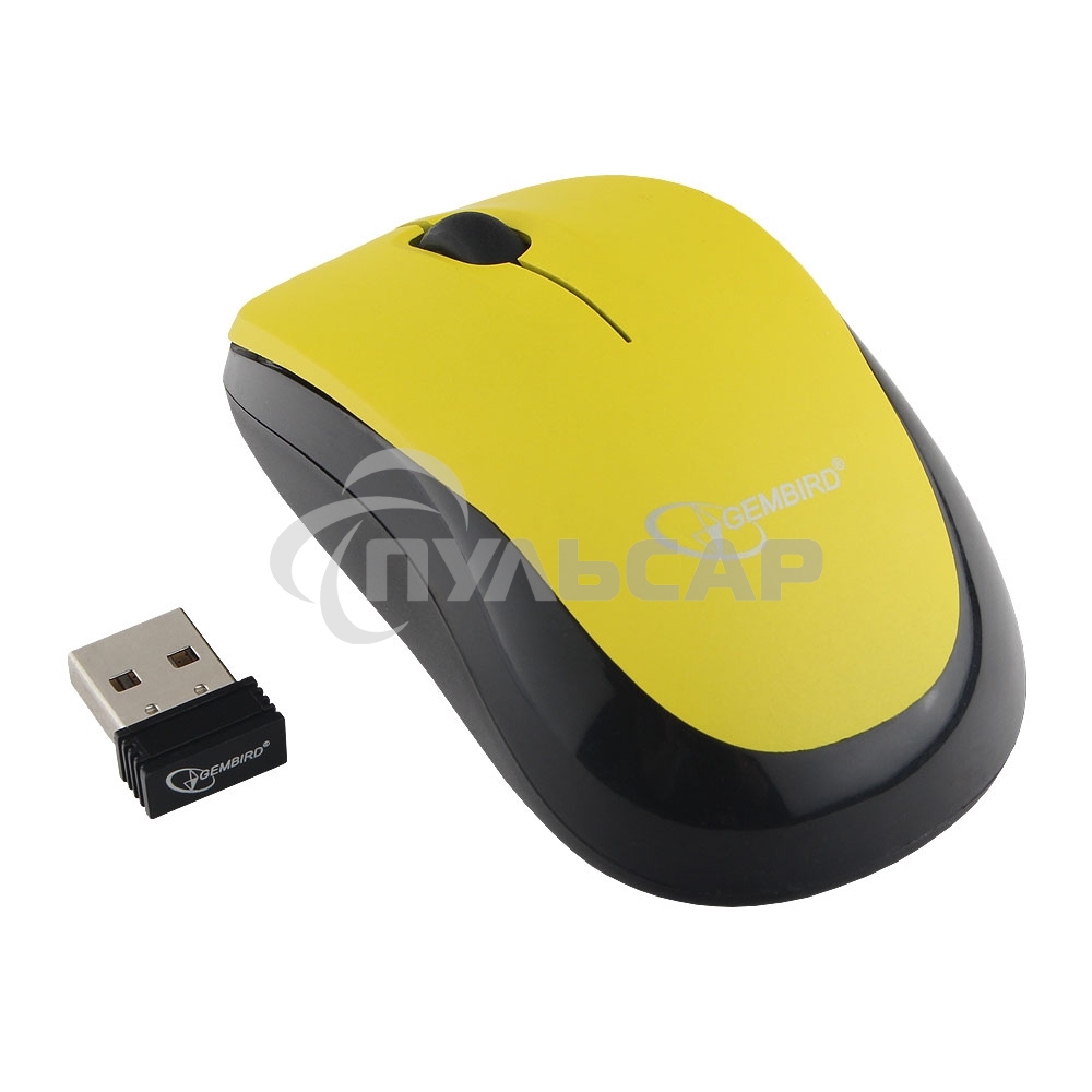 Мышь беспроводная Gembird MUSW-360-LM желтый, 1000 dpi, радиоканал, USB, кнопки - 3