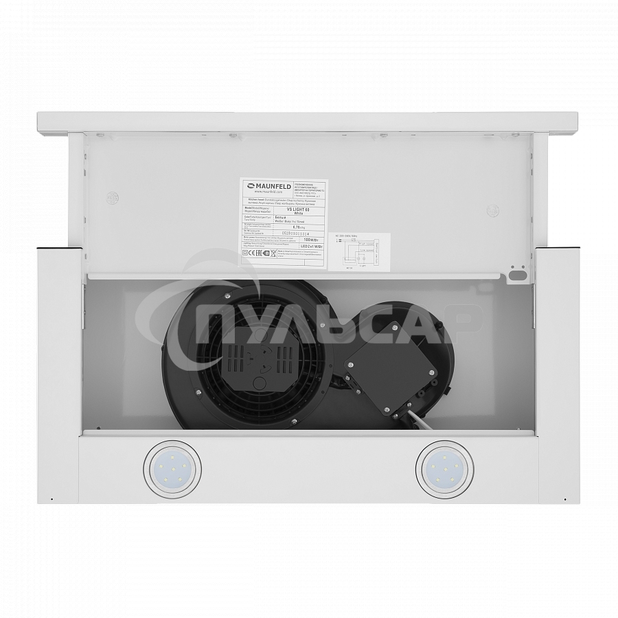 Вытяжка встраиваемая Maunfeld VS Light 60 белый, 60 см, 520 куб. м/ч, 56 дБ