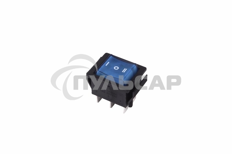 Выключатель клавишный Rexant 250V 15А (6с) ON-OFF-ON синий с подсветкой и нейтралью