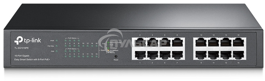 Коммутатор TP-Link SMB TL-SG1016PE Easy Smart гигабитный 16-портовый коммутатор с 8 портами PoE+