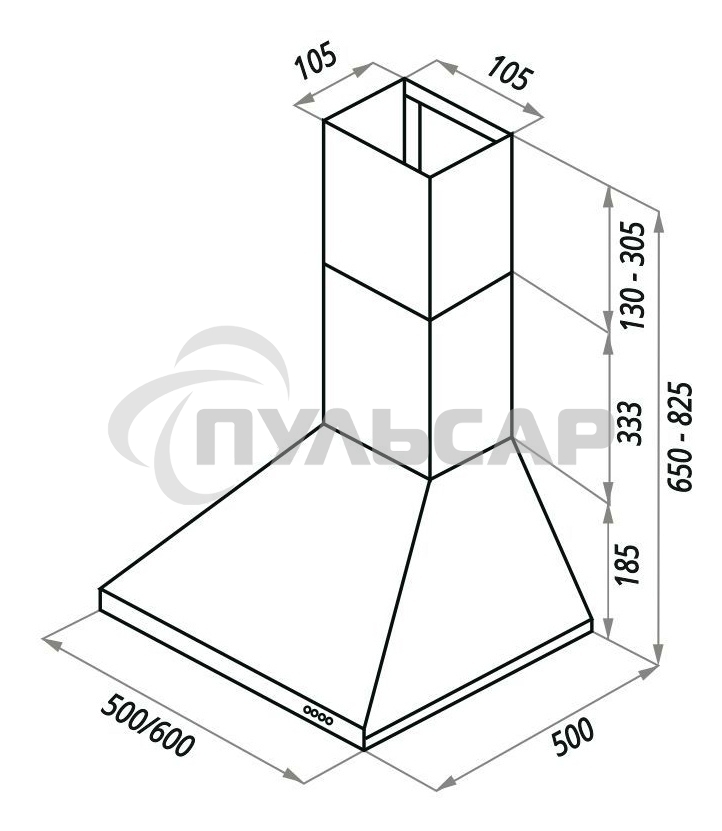 Вытяжка каминная Maunfeld Aire 50 белая, 50 см, 500 куб. м/ч, 48 дБ