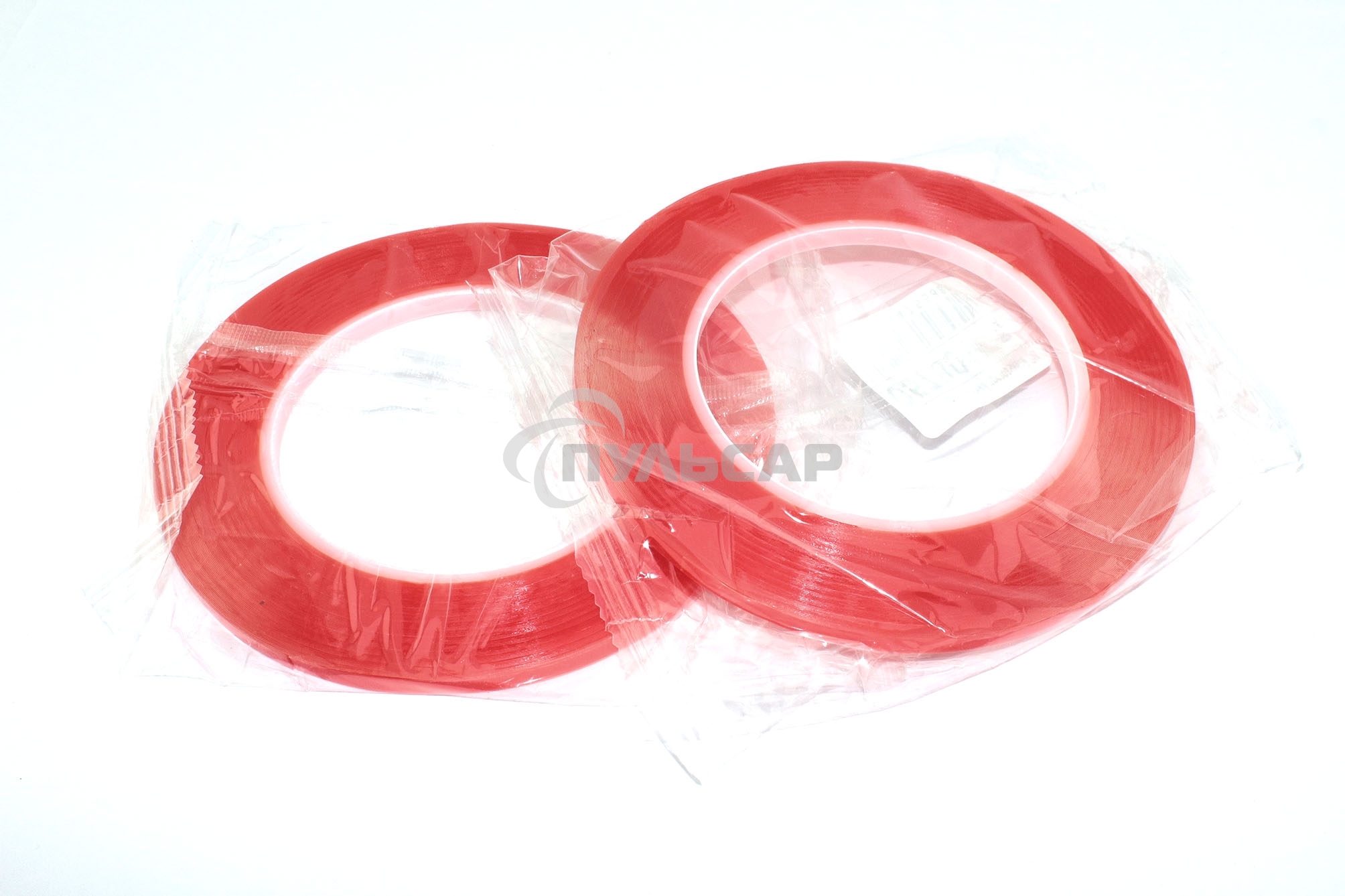 Скотч двусторонний прозрачный 3M с красной защитной лентой ширина 5мм 25м 2 шт