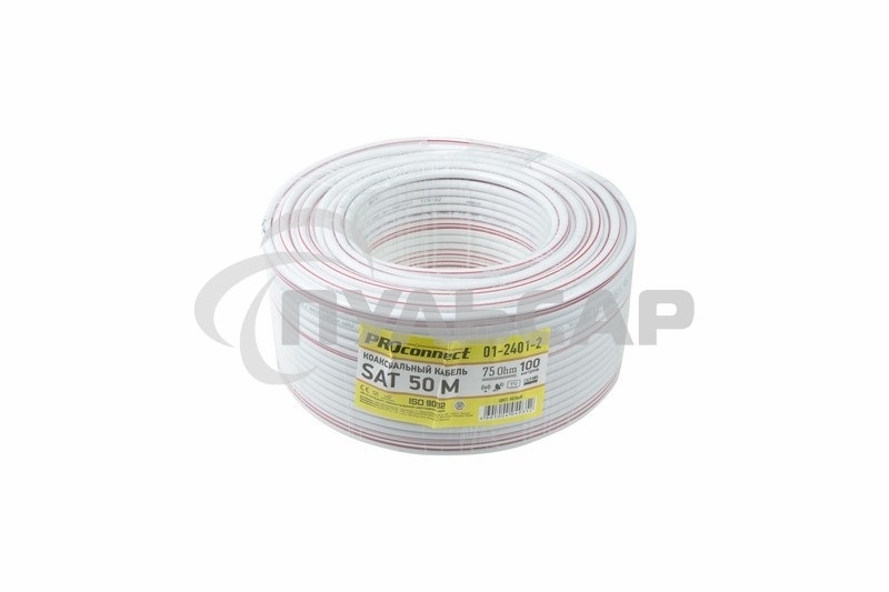 Кабель коаксиальный PROconnect SAT 50 M, CCS/Al/Al, 75%, 75 Ом, бухта 100 м, белый