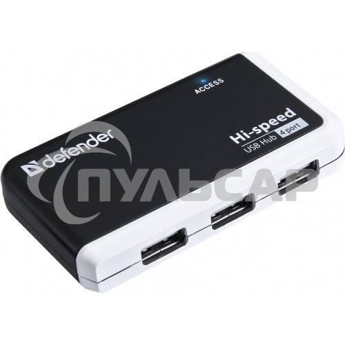 Разветвитель USB Defender QUADRO INFIX USB2.0 - 4 порта, скор. - до 480 Мбит/с, + кабель USB 2.0 A(M) - MiniB (M) - 1м.