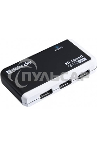 Разветвитель USB Defender QUADRO INFIX USB2.0 - 4 порта, скор. - до 480 Мбит/с, + кабель USB 2.0 A(M) - MiniB (M) - 1м.