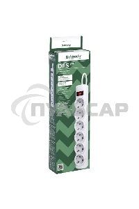 Сетевой фильтр Defender DFS 155 5.0 m, 6 розеток, белый