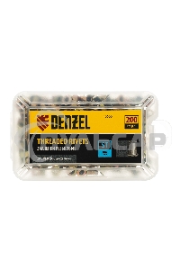 Заклепки резьбовые Denzel стальные, оцинкованные, М3, пластиковый кейс, 200 шт.