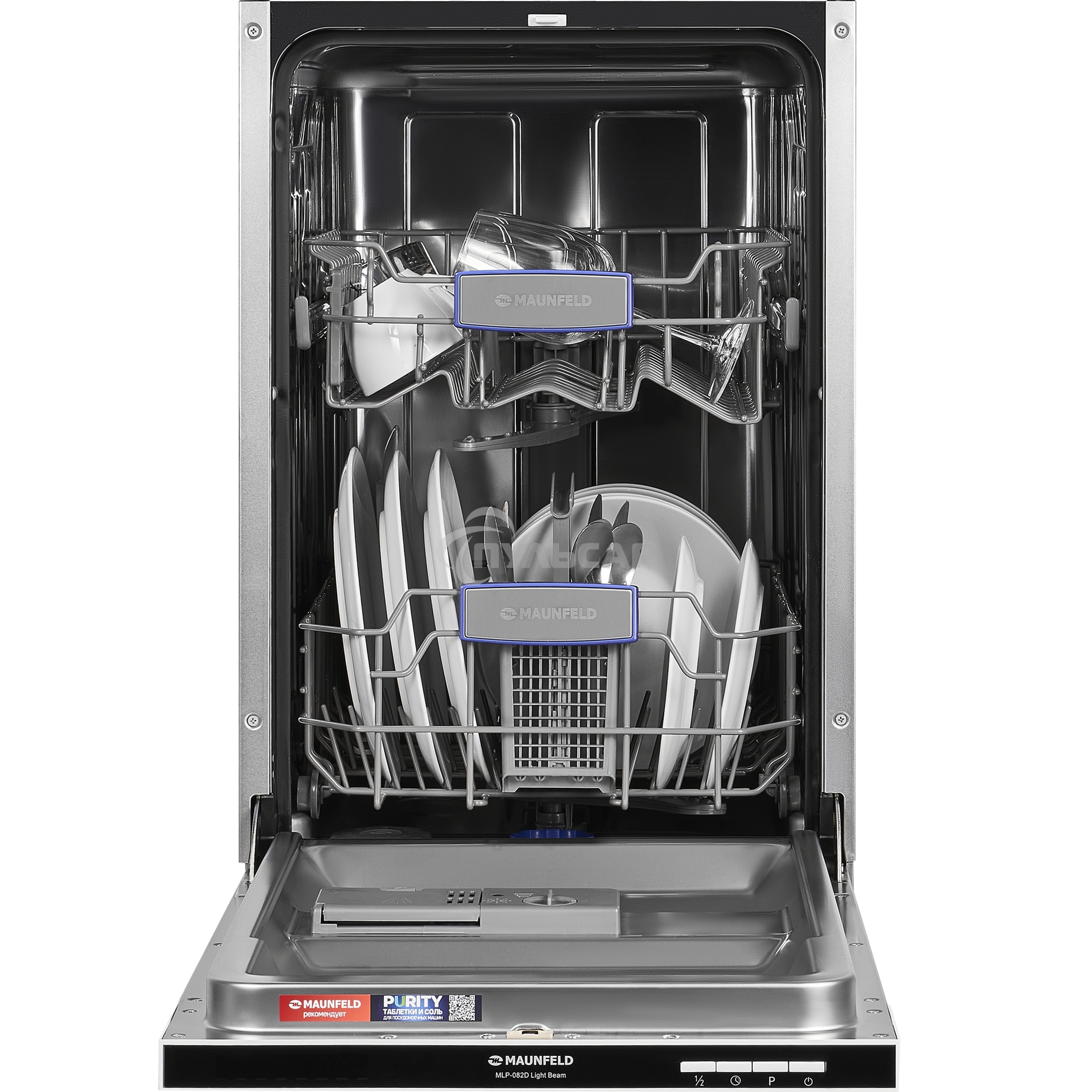Встраиваемая посудомоечная машина Maunfeld MLP-082D Light Beam, серебристый, 44.8 см, 9 компл., 49 дБ, класс A++