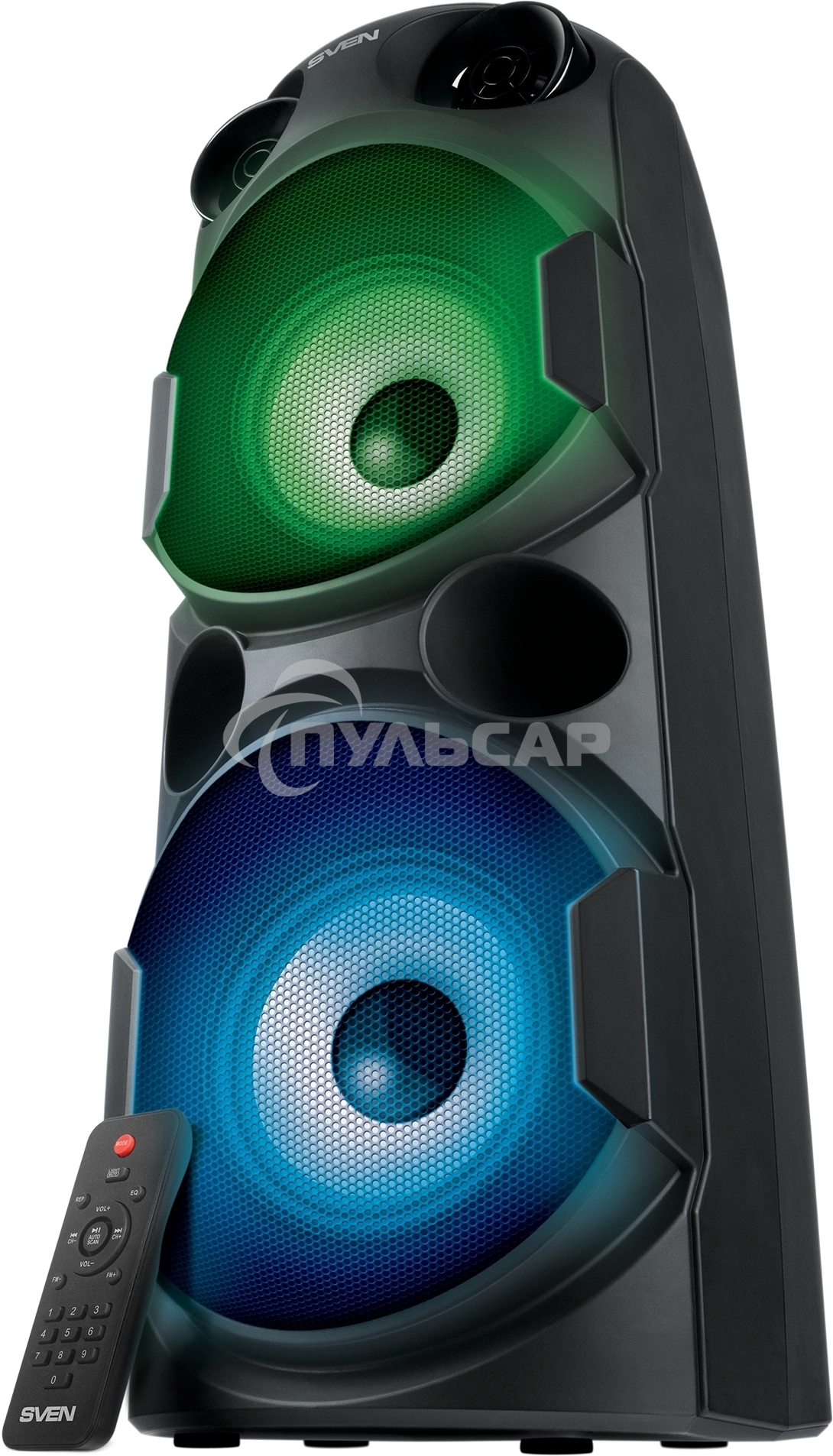 Колонка АС Sven PS-750, черный (80 Вт, TWS, Bluetooth, FM, USB, microSD, LED-дисплей, 2х4400мА*ч)