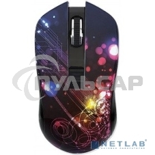 Мышь беспроводная Qumo Fractal M25 черный, 1600 dpi, радиоканал, USB, кнопки - 4