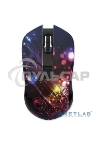 Мышь беспроводная Qumo Fractal M25 черный, 1600 dpi, радиоканал, USB, кнопки - 4