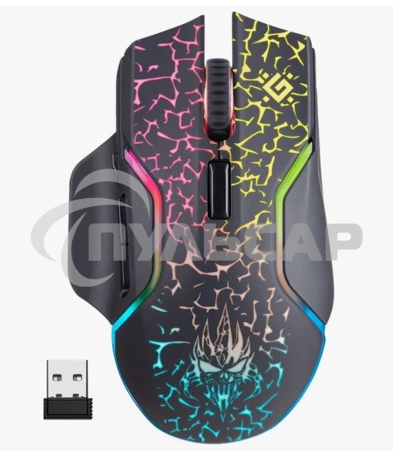 Мышь беспроводная Defender Oneshot GM-067 черный, 3200 dpi, радиоканал, USB, кнопки - 7