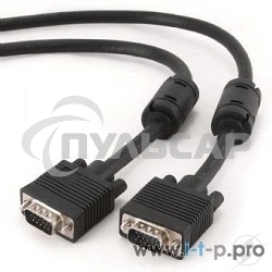 Кабель Gembird/Cablexpert CC-PPVGA-20M-B,Кабель VGA Premium, 15M/15M, 20м, черный, тройной экран,феррит.кольца