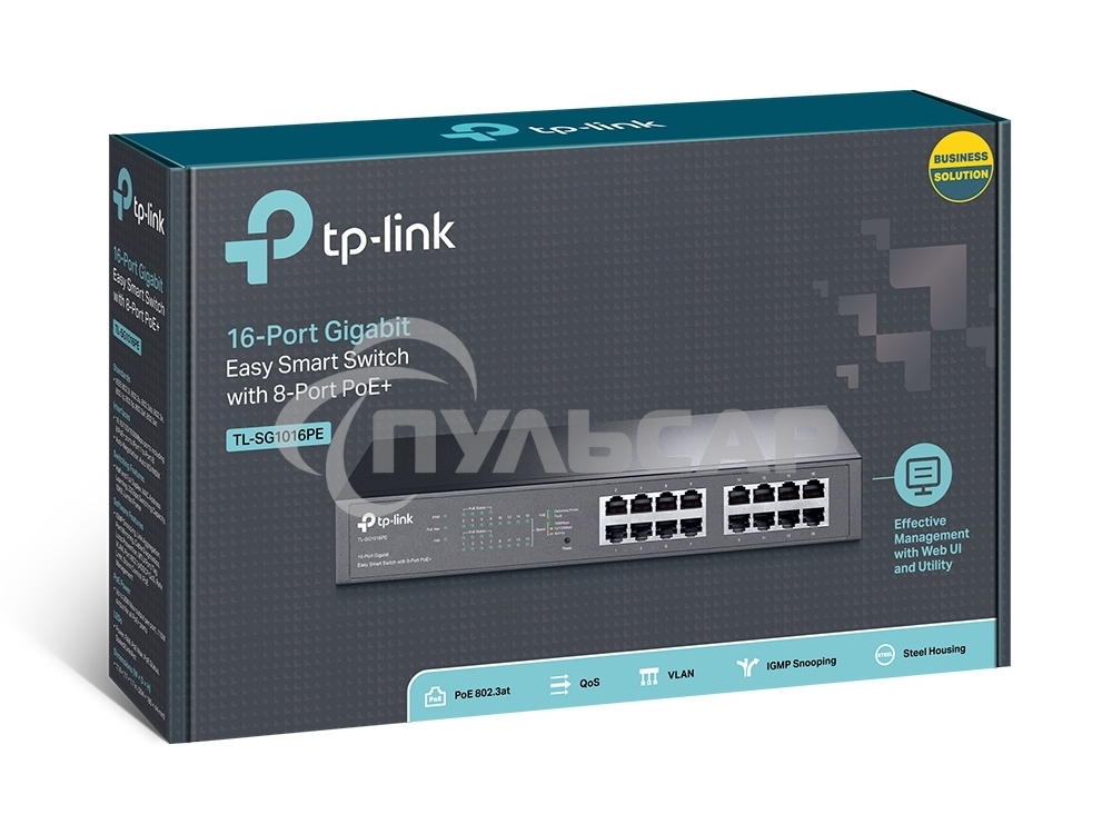 Коммутатор TP-Link SMB TL-SG1016PE Easy Smart гигабитный 16-портовый коммутатор с 8 портами PoE+
