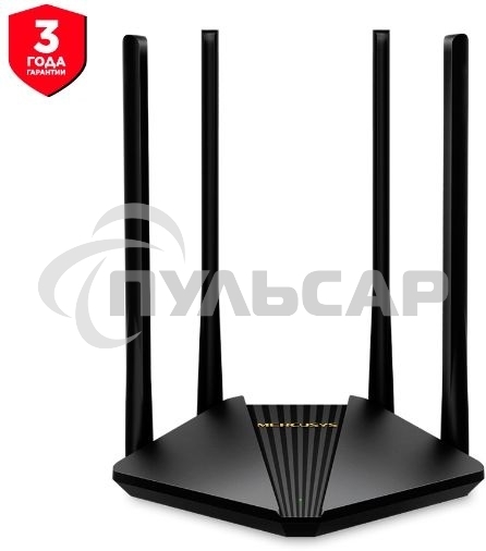 Wi-Fi роутер MERCUSYS MR30G, Wi-Fi 5, AC1200, 2.4/5ГГц, 2 LAN, черный