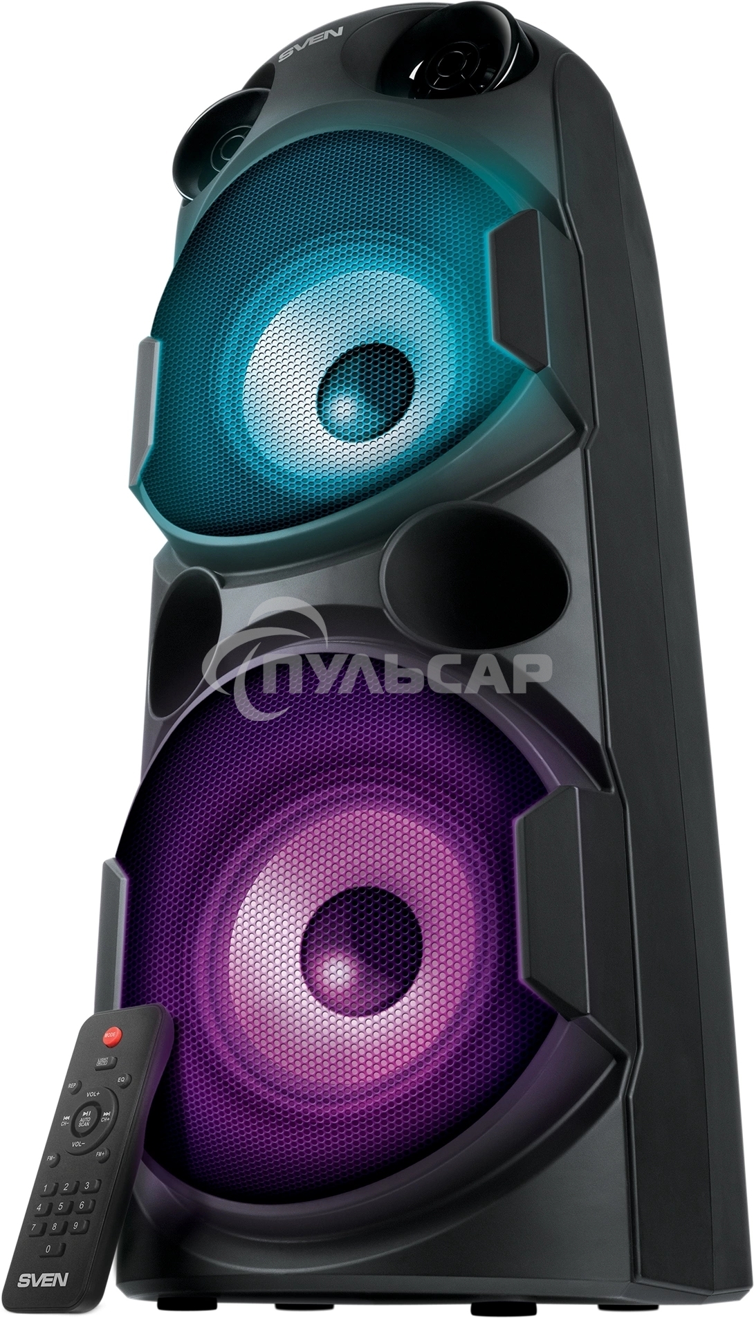 Колонка АС Sven PS-750, черный (80 Вт, TWS, Bluetooth, FM, USB, microSD, LED-дисплей, 2х4400мА*ч)