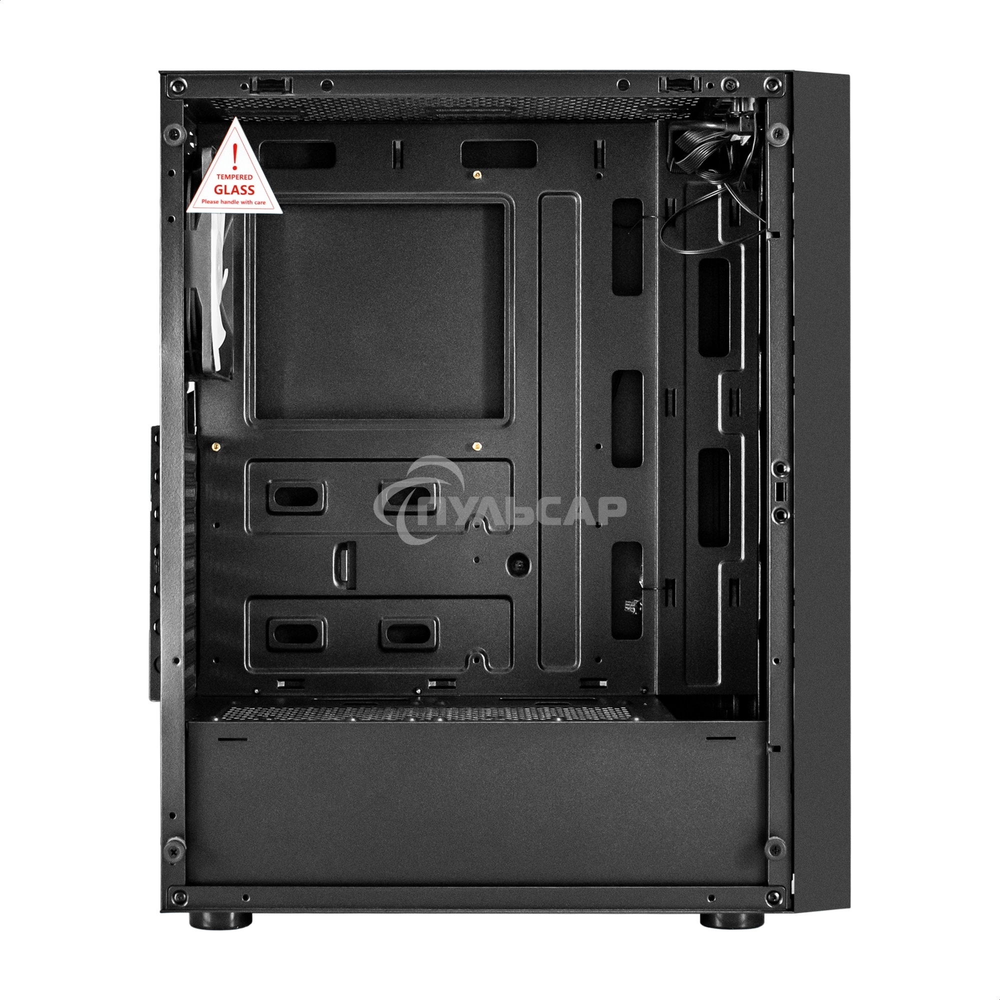 Компьютерный корпус Miditower ExeGate EVO-9211 (ATX, без БП, с окном, 2*USB+1*USB 3.0, HD аудио, черный, 1 вент. с RGB подсветкой)