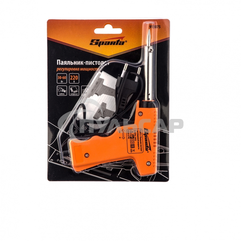 Паяльник-пистолет с регулировкой мощности SPARTA 30-60 Вт,220 В 913075