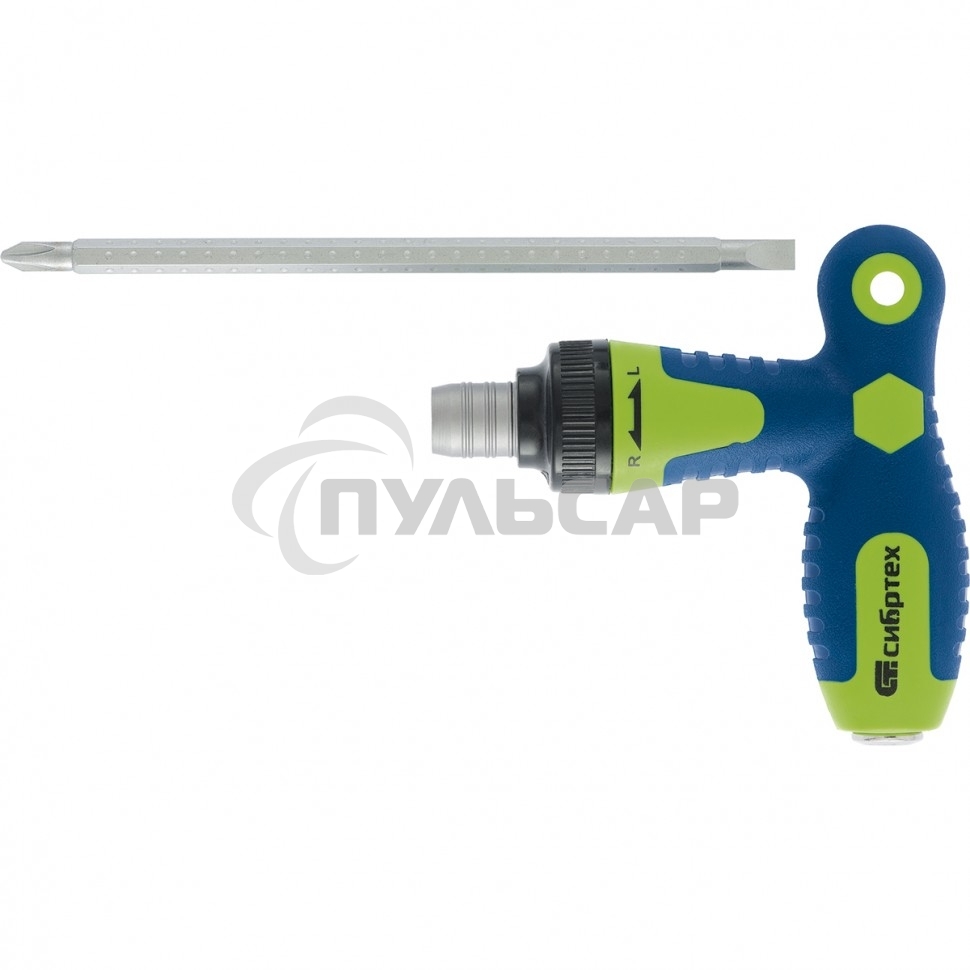 Отвертка СИБРТЕХ реверсивная Т-образная комбинированная PH2/SL6, CrVСибртех 13364