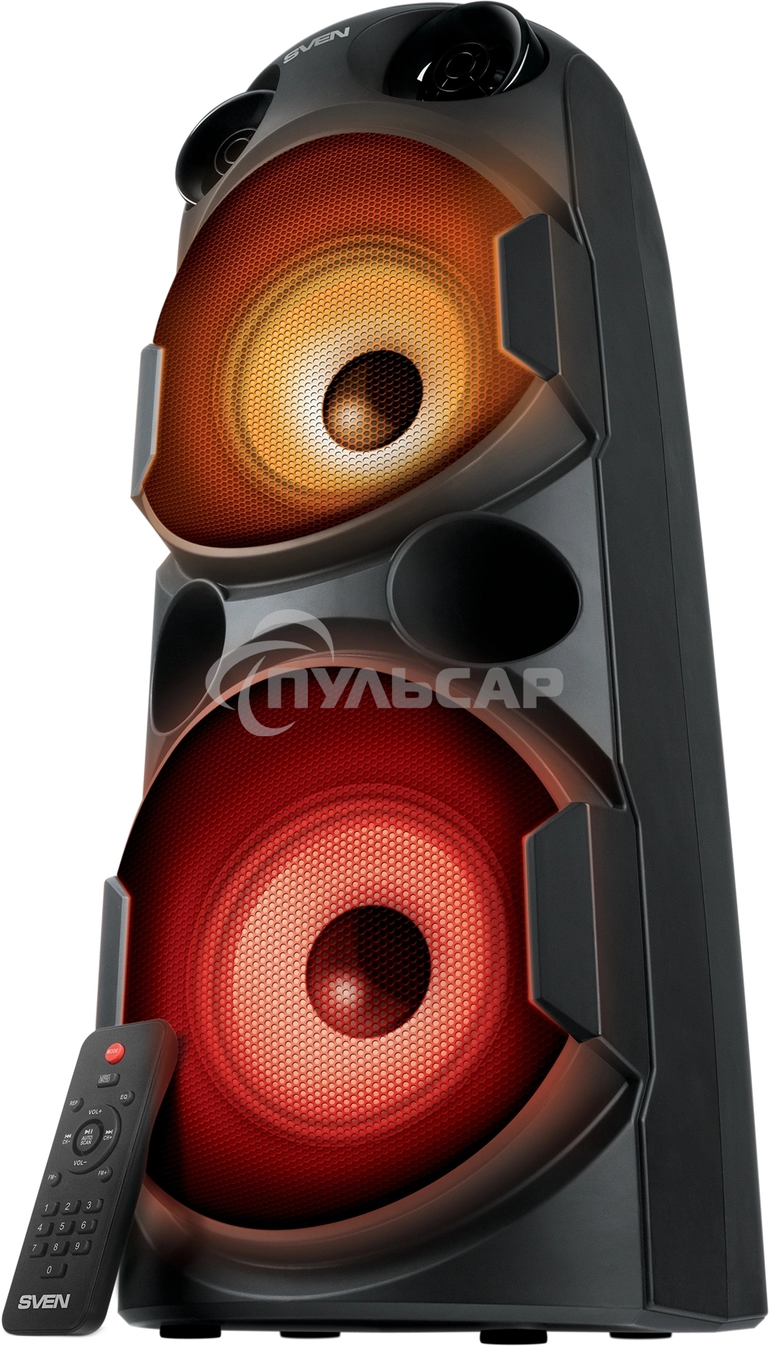 Колонка АС Sven PS-750, черный (80 Вт, TWS, Bluetooth, FM, USB, microSD, LED-дисплей, 2х4400мА*ч)