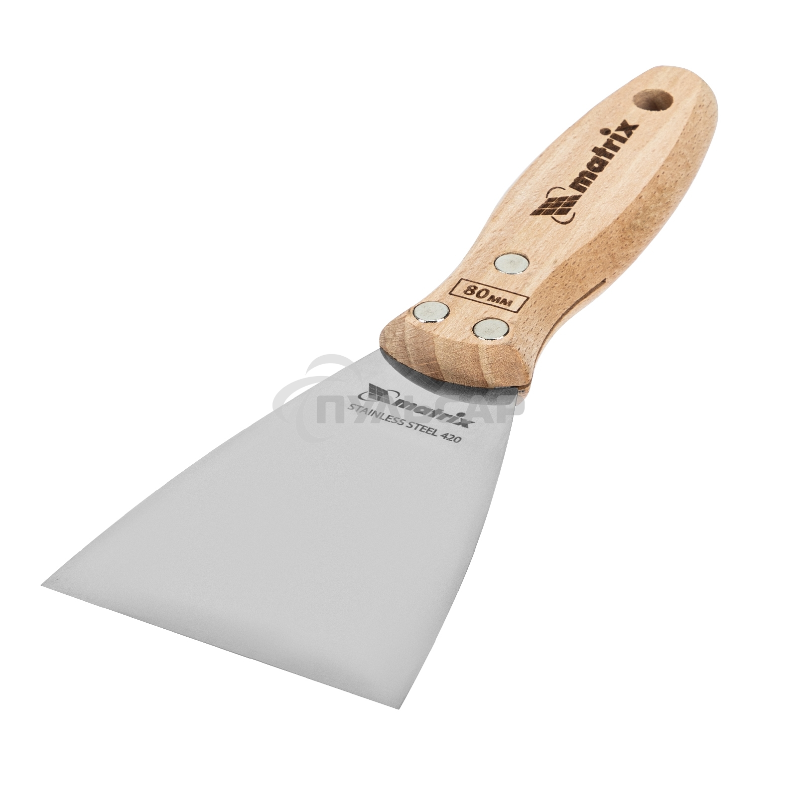 Шпательная лопатка Matrix из нержавеющей стали, 80 мм, буковая рукоятка, EFP