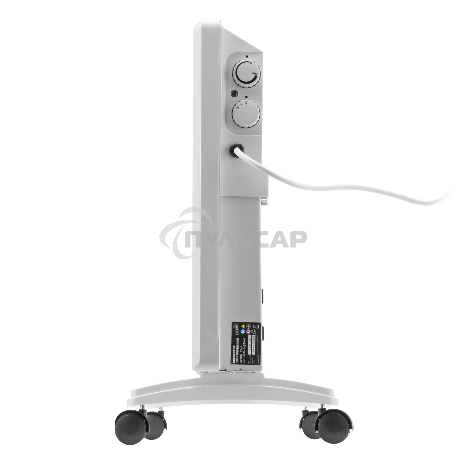 Конвектор электрический MTX CH-2000, белый, 2000 Вт, 25 м2, термостат