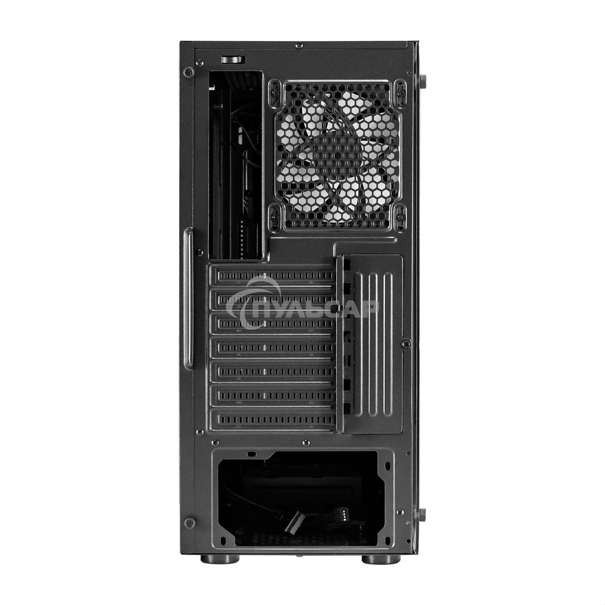 Компьютерный корпус Miditower ExeGate EVO-9211 (ATX, без БП, с окном, 2*USB+1*USB 3.0, HD аудио, черный, 1 вент. с RGB подсветкой)