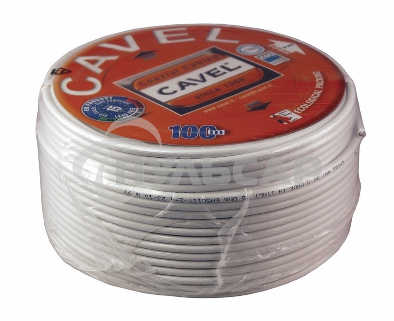 Кабель коаксиальный CAVEL SAT 50 M, Cu/Al/CuSn, 64%, 75 Ом, бухта 100 м, белый