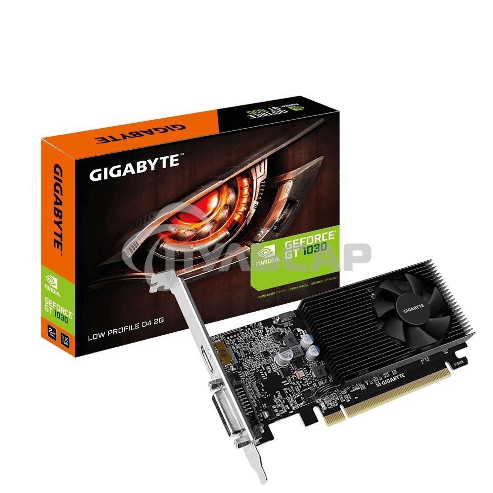 Видеокарта Gigabyte GV-N1030D4-2GL NVidia GeForce GT 1030, 2Gb DDR4/64-bit, PCI-Ex16 3.0, DVI-Dx1, HDMI2.0bx1, LP, 2-slot cooler, Retail