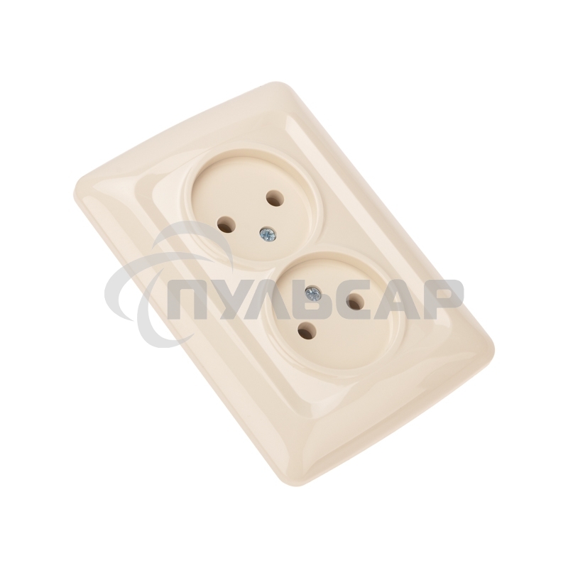 Розетка 2-ая DEA керамика б/з с/у 10А Беж KRANZ (1/10/120)