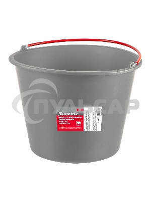 Ведро строительное Matrix пластмассовое 12 л, ударопрочное, обрезиненная ручка 81462