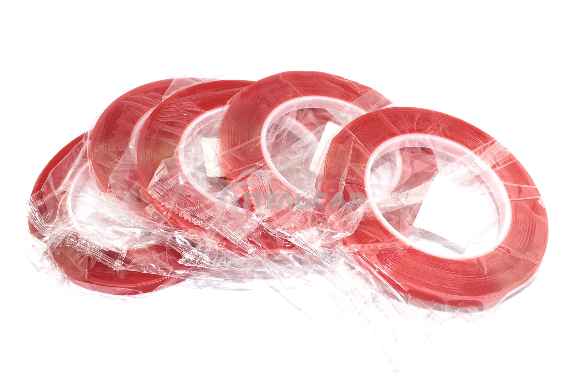 Скотч двусторонний прозрачный 3M с красной защитной лентой ширина 8мм 25м 5 шт