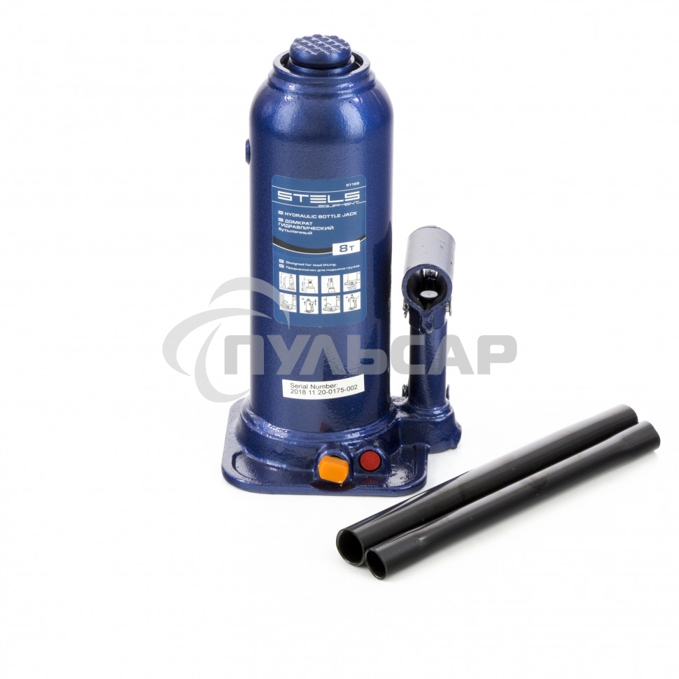 Домкрат гидравлический бутылочный, 8 т, h подъема 222-447 мм Stels