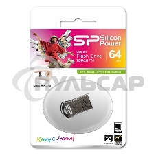 Флешка USB Silicon Power R/W 64 Gb Touch T01 SP064 GbUF2T01V1K USB 2.0 черный/серебристый