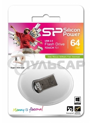 Флешка USB Silicon Power R/W 64 Gb Touch T01 SP064 GbUF2T01V1K USB 2.0 черный/серебристый