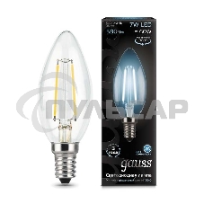 Лампа светодиодная Gauss LED Filament Свеча E14 7W 580lm 4100К 1/10/50
