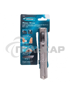 Нож 195 мм, метал.корпус, выдв. сегм. лезвие 25 мм (SK-5), метал. напр-щая, клипса для ремня Gross