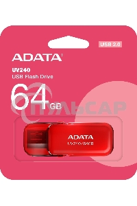 Флешка USB ADATA UV240 (AUV240-64G-RRD), 64 Gb, USB 2.0, R/W 15/5, красный